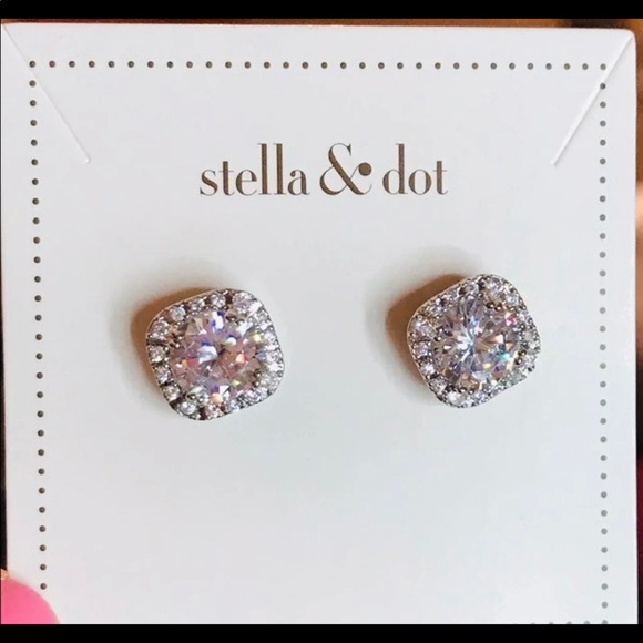 Stella & Dot cushion cut halo studs - Picture 6 of 9